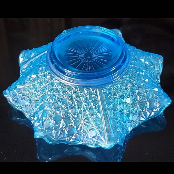 Fenton Daisy and Button 10 3/4" Irredescent Blue WOW Bowl - Picture 3 of 16